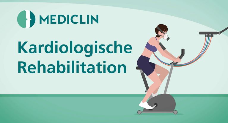 Patientin trainiert auf dem Ergometer - Illustration